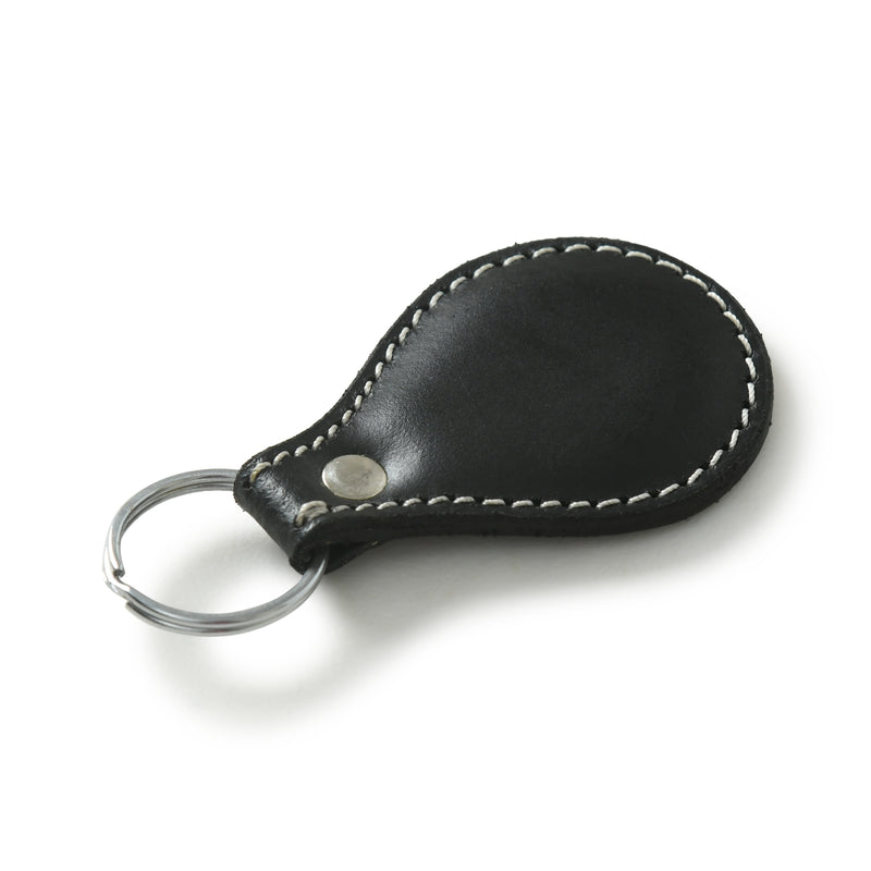 Schwarzer ovaler Schlüsselanhänger aus Leder