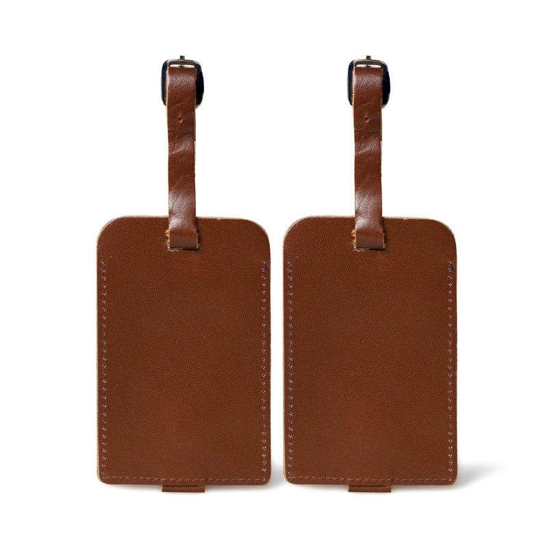 Dark Brown Leather Luggage Tags Set
