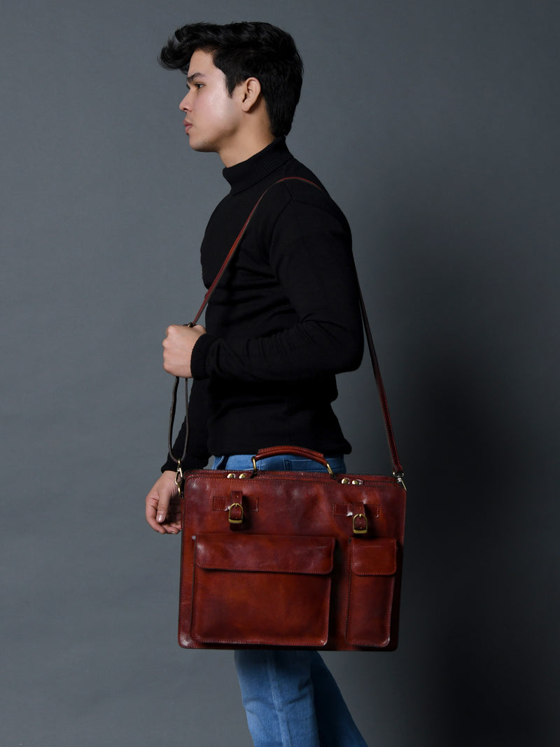 Tuscany Italian Leather Briefcase, Tan