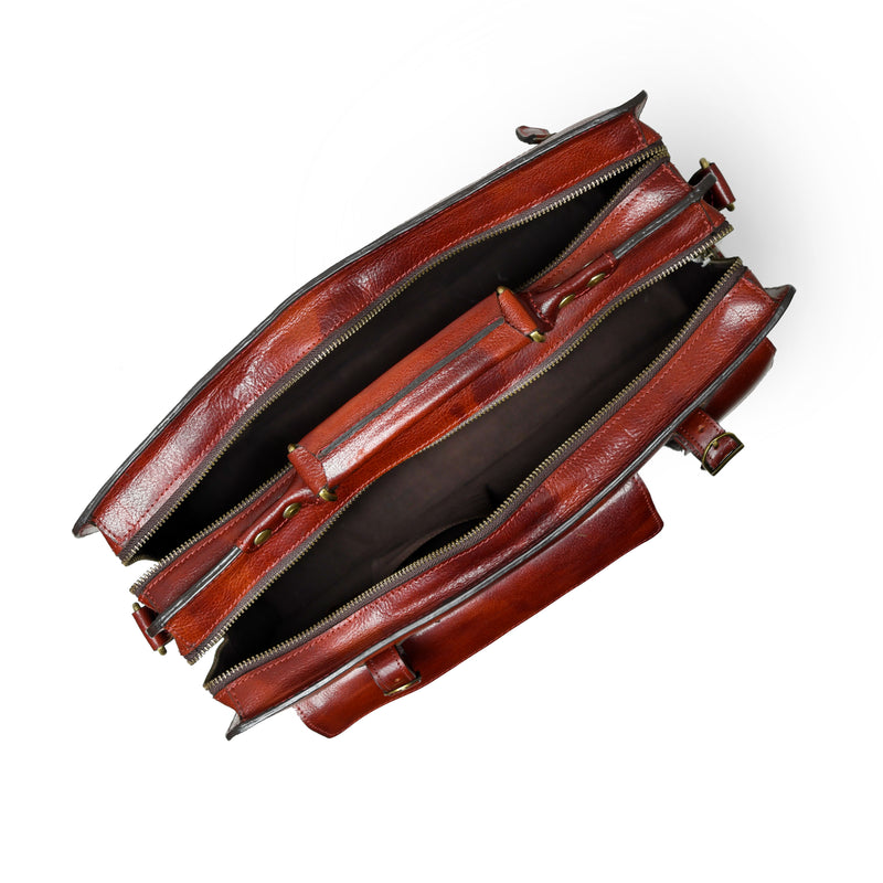 Tuscany Italian Leather Briefcase, Tan