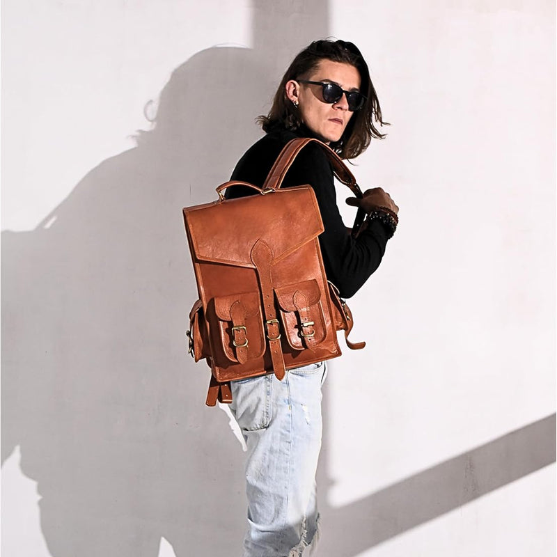 Vintage Leather Backpack Rucksack