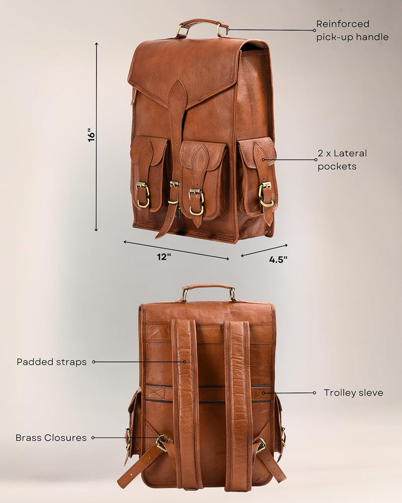 Vintage Leather Backpack Rucksack