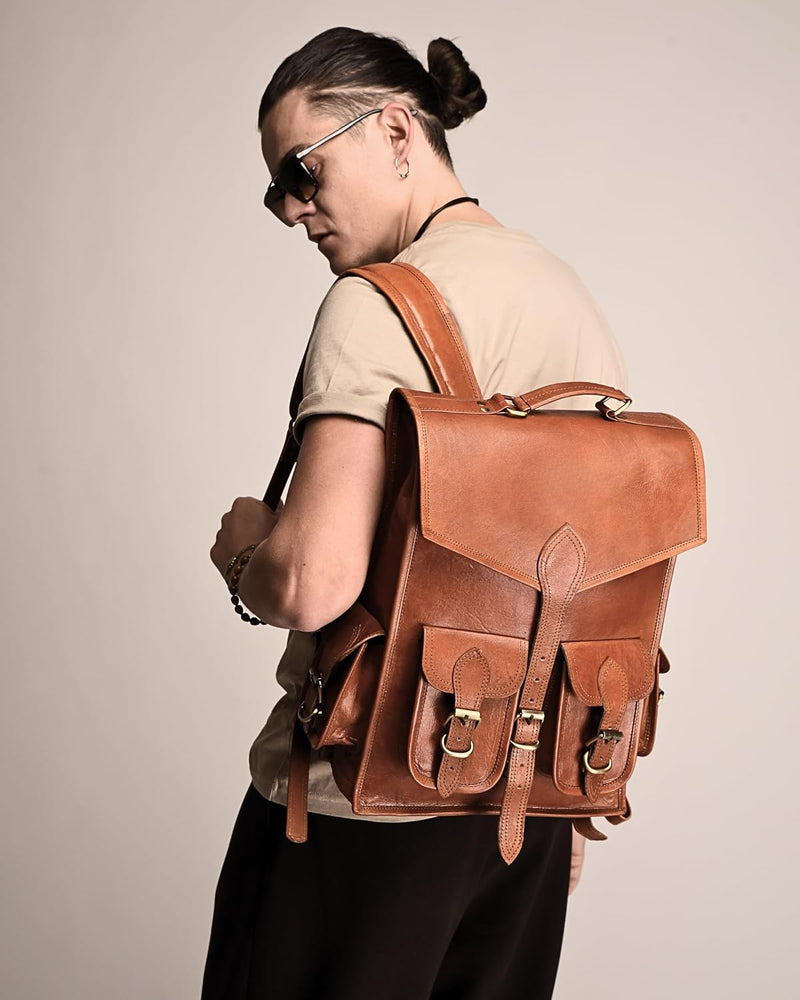 Vintage Leather Backpack Rucksack