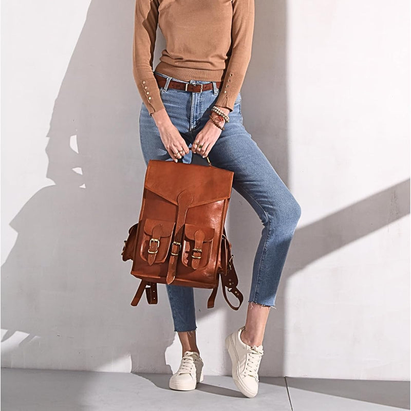 Vintage Leather Backpack Rucksack