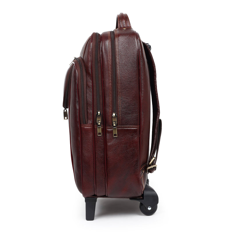 Brown Trolley Leather Backpack
