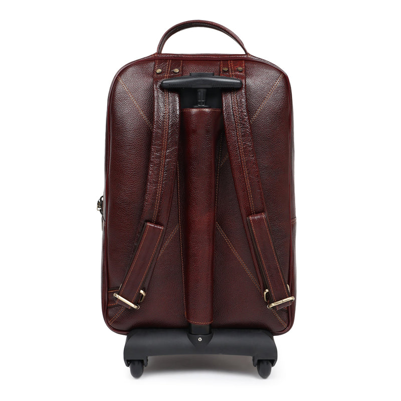 Brown Trolley Leather Backpack