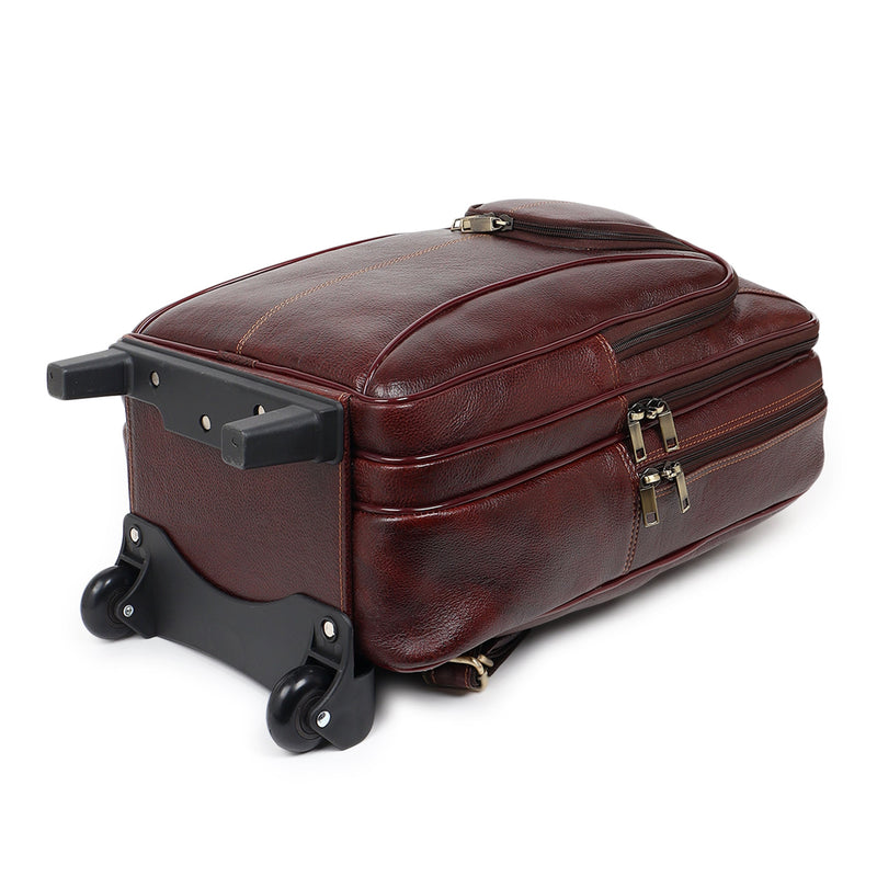 Brown Trolley Leather Backpack