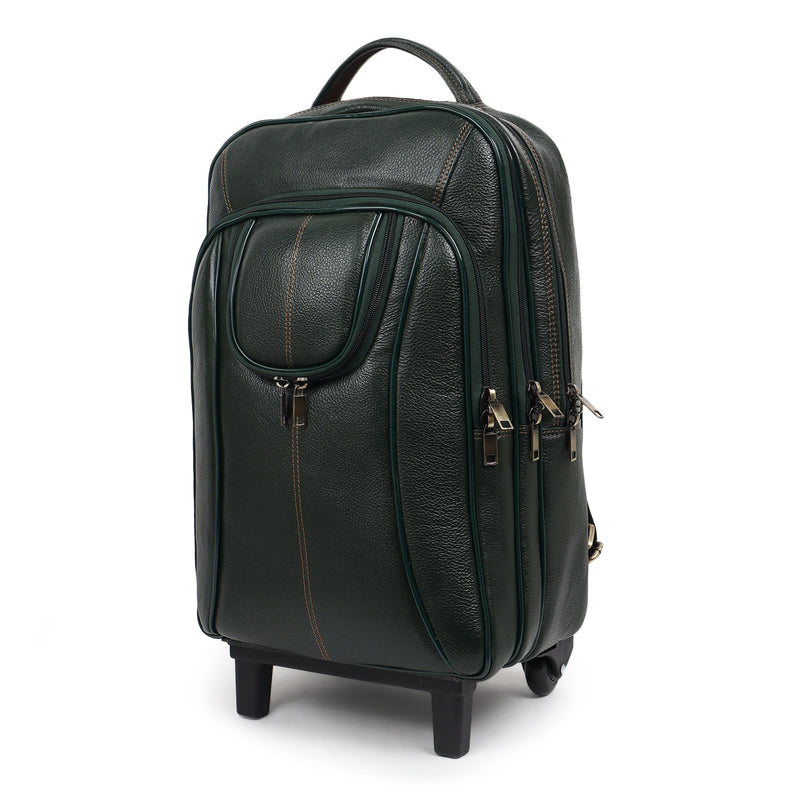 Green Trolley Leather Backpack