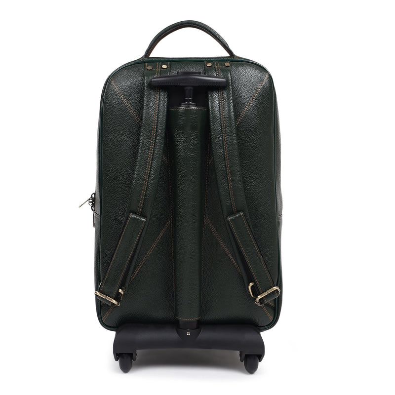 Green Trolley Leather Backpack