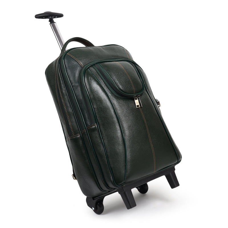 Green Trolley Leather Backpack