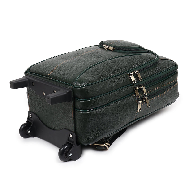 Green Trolley Leather Backpack