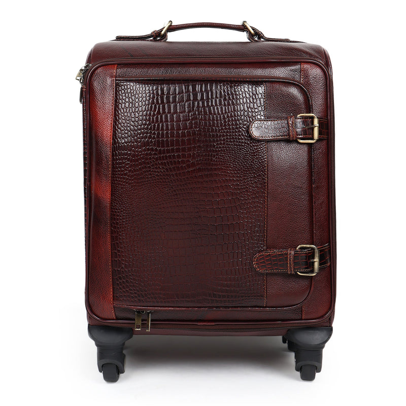 Horizon Leather Trolley Suitcase, Brown