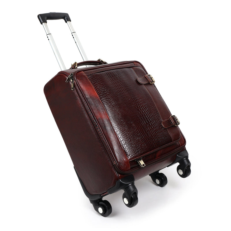 Horizon Leather Trolley Suitcase, Brown