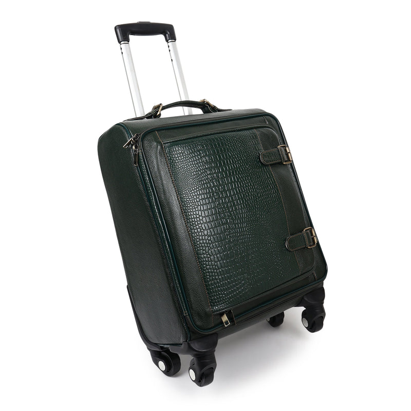 Horizon Leather Trolley Suitcase, Green