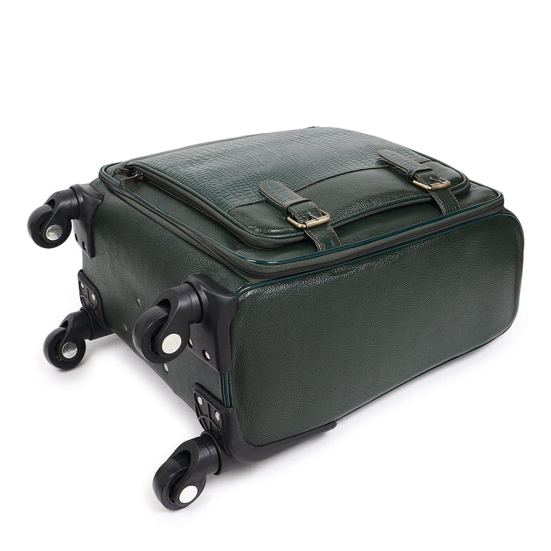 Horizon Leather Trolley Suitcase, Green