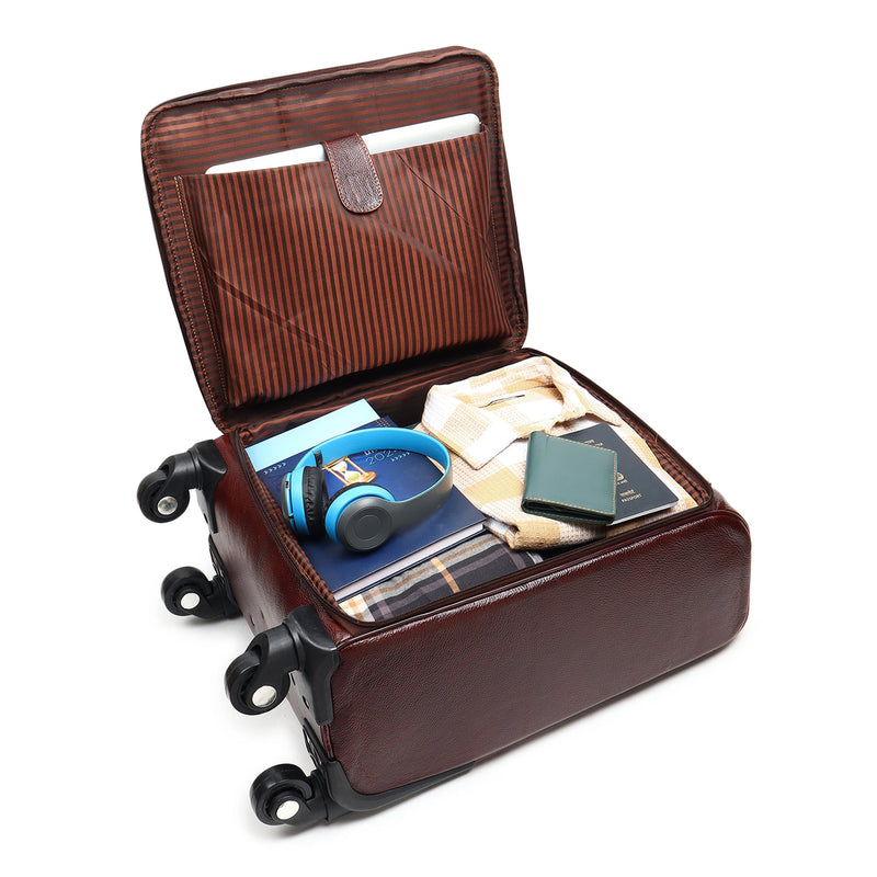 Horizon Leather Trolley Suitcase, Brown