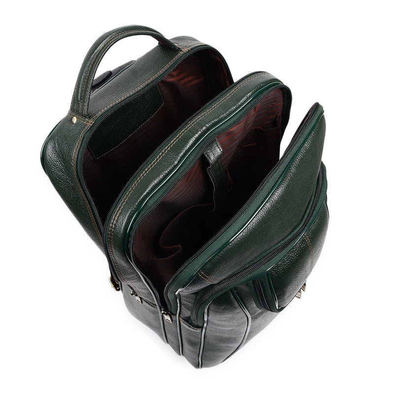 Green Trolley Leather Backpack