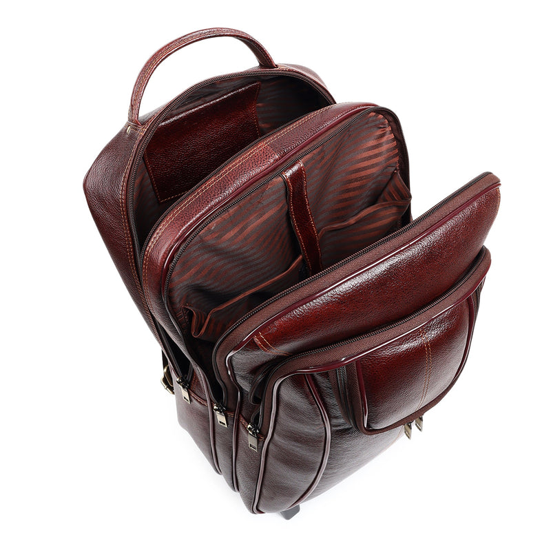Brown Trolley Leather Backpack