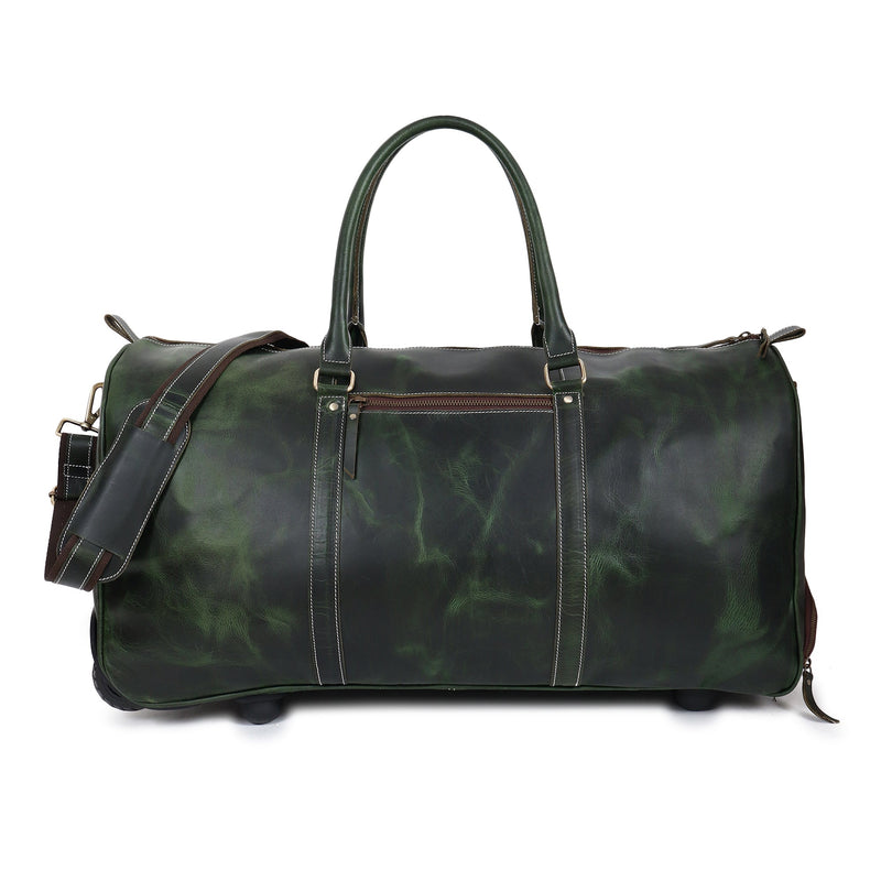 Green Leather Trolley Bag 44L