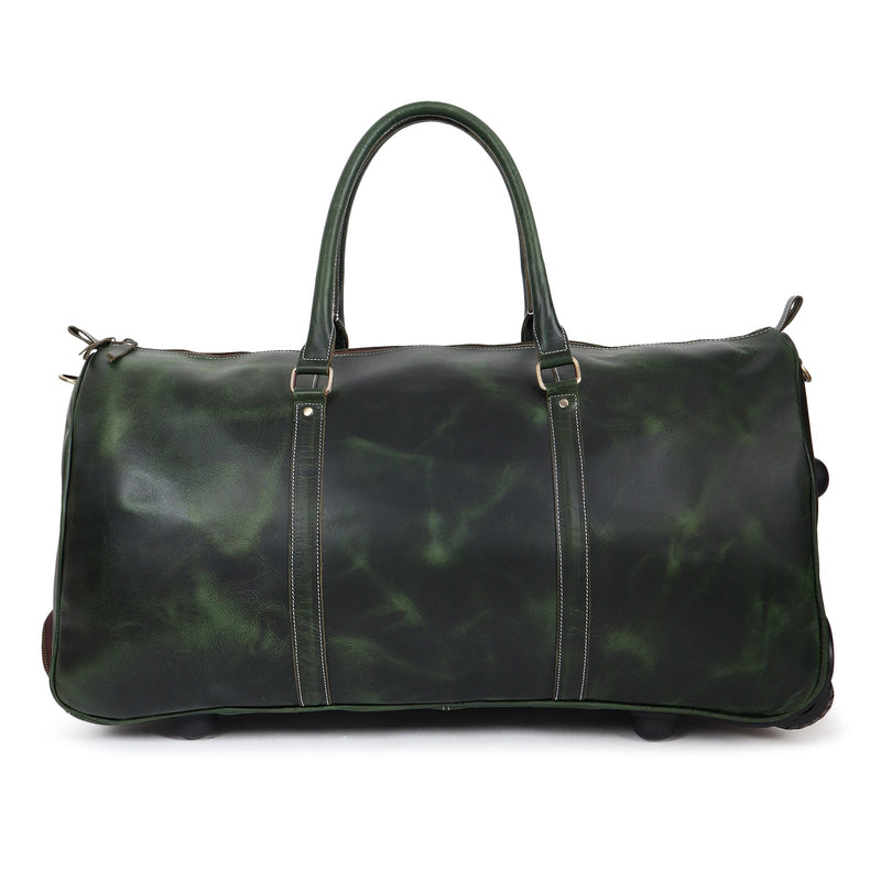 Green Leather Trolley Bag 44L