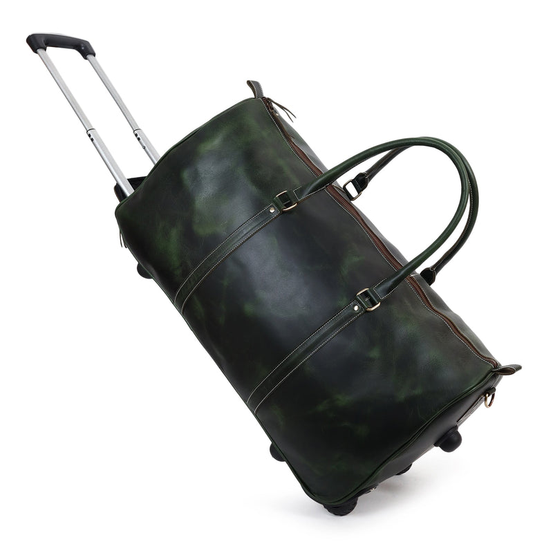 Green Leather Trolley Bag 44L