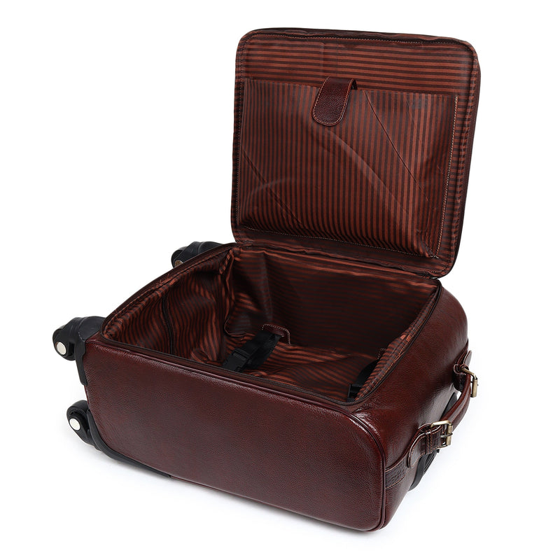 Horizon Leather Trolley Suitcase, Brown