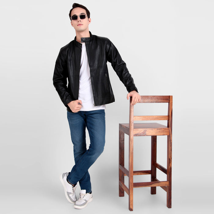 Iconic Plain Black Moto Jacket