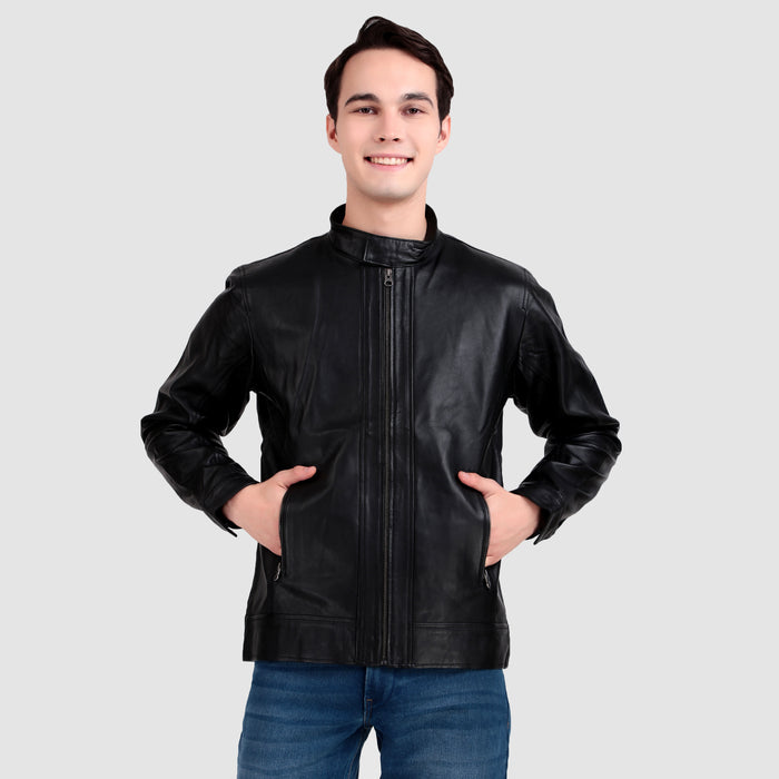 Iconic Plain Black Moto Jacket