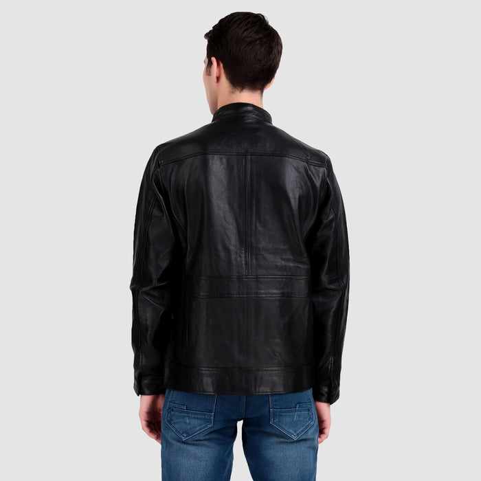 Iconic Plain Black Moto Jacket