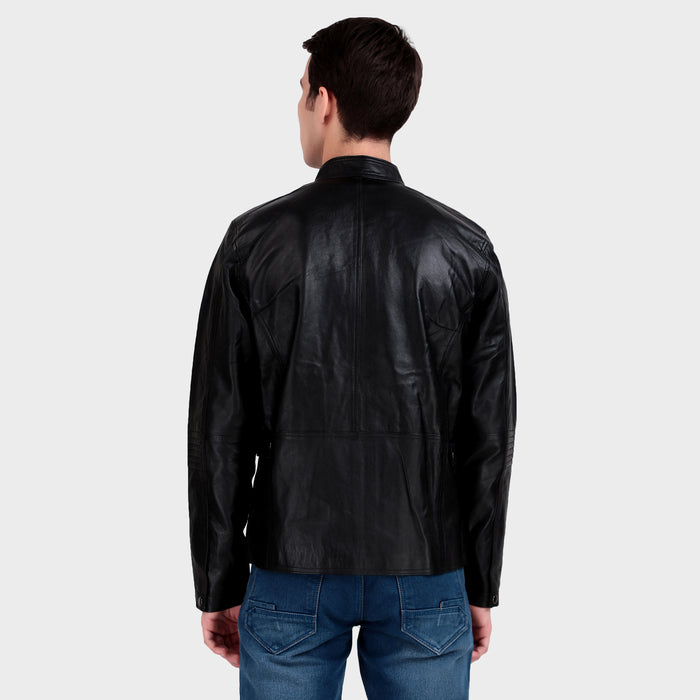 Bomber Black Leather Jacket