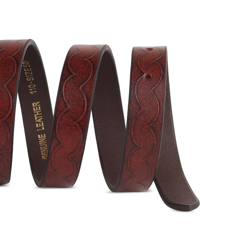 Women's Slim Leather Belt-Maroon