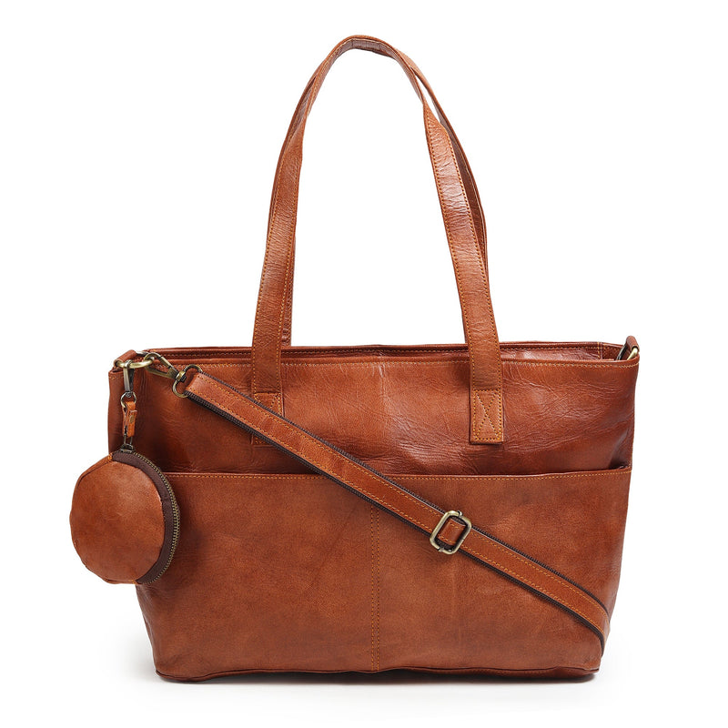 Daily Leather Market Tote - Brown