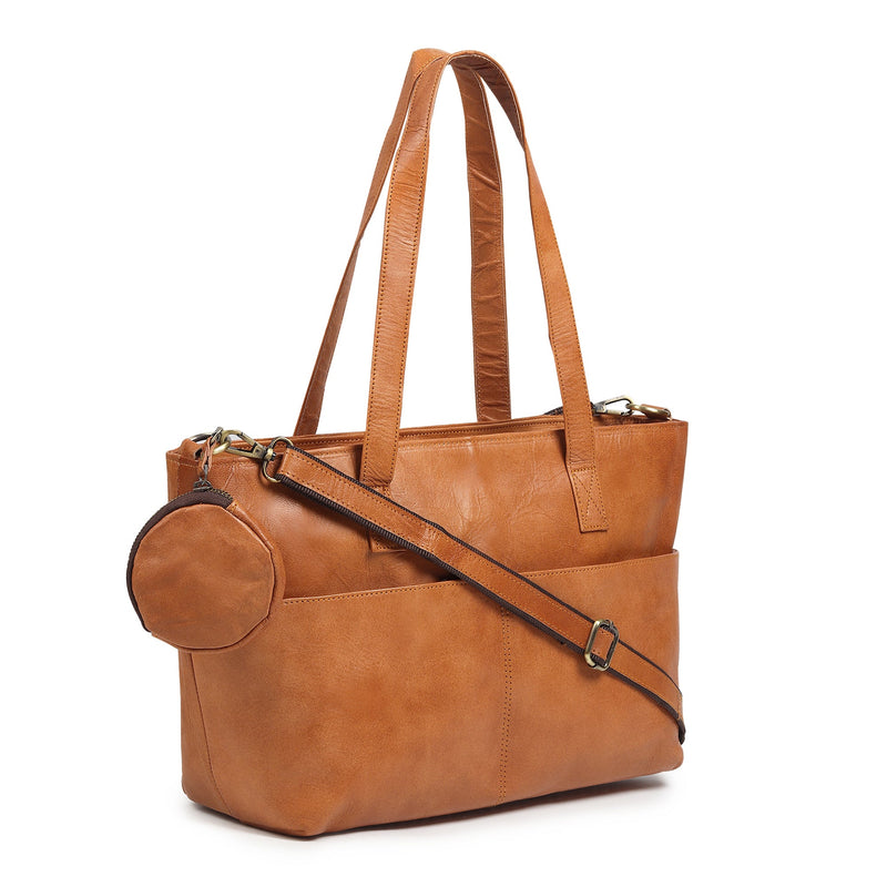 Daily Leather Market Tote - Tan