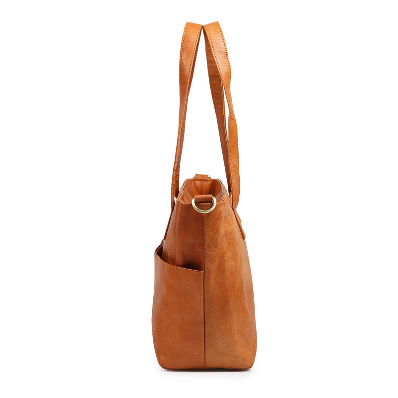 Daily Leather Market Tote - Tan