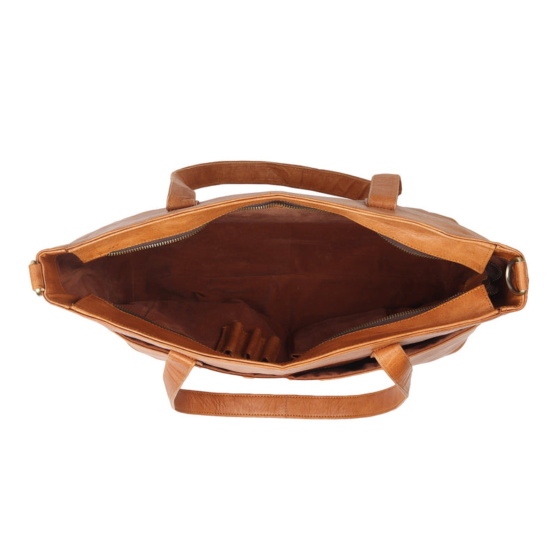Daily Leather Market Tote - Tan