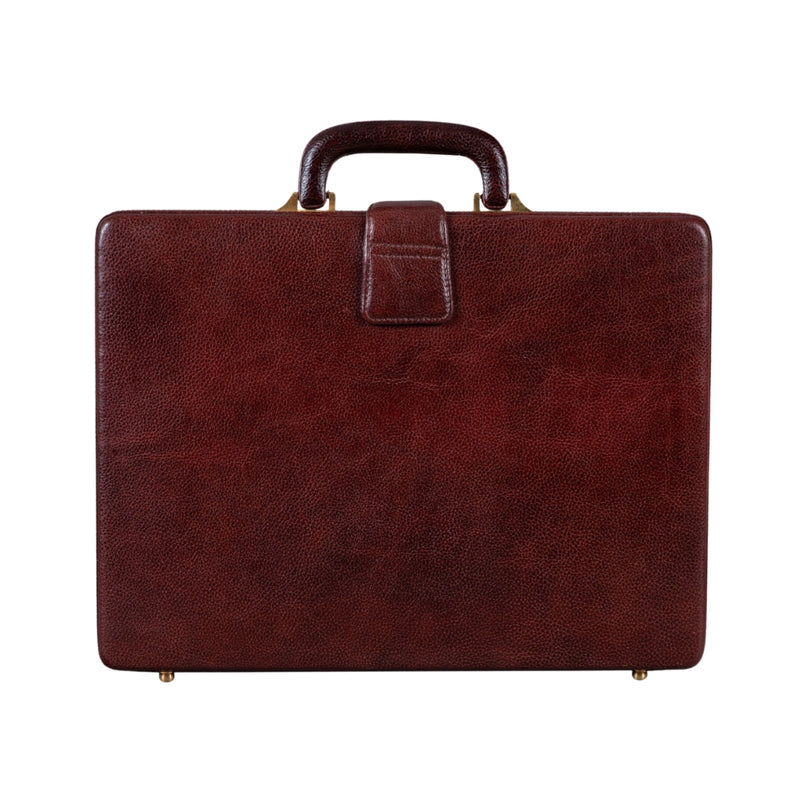 Executive Herren Leder Aktentasche Braun/Kirschrot