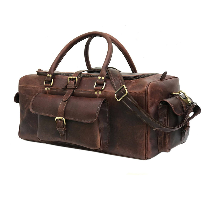 Genuine Large Full-Grain Buffalo Leather Roosevelt Duffle Bag Classy Leather Bags 