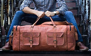Oversized Men's Leather Weekender Duffle Bag Classy Leather Bags 