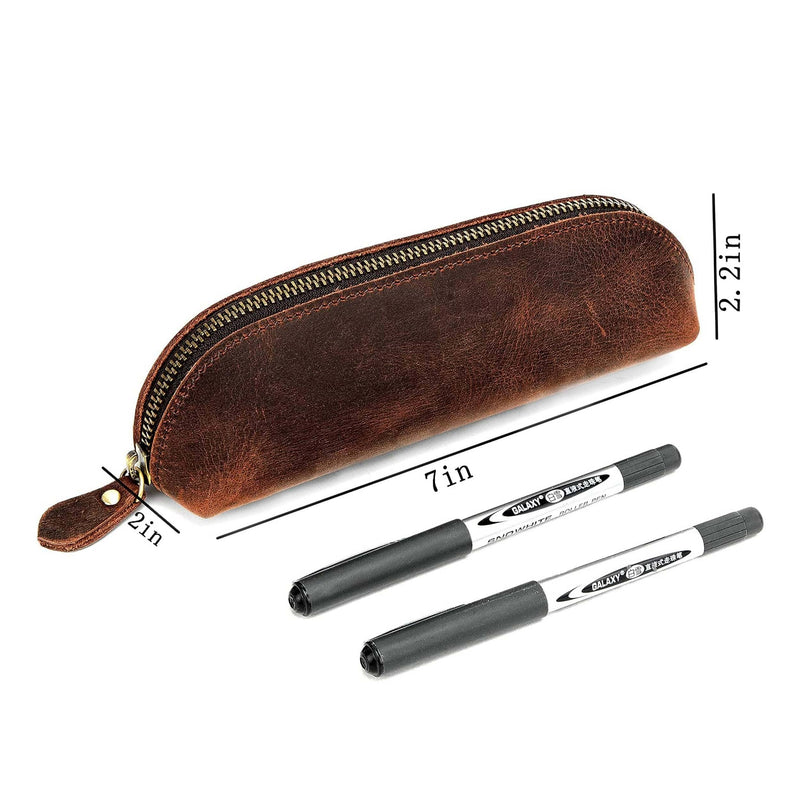 Buffalo Leather Pencil Case with Zipper Pen Case Pouch Classy Leather Bags 