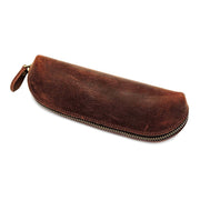 Buffalo Leather Pencil Case with Zipper Pen Case Pouch Classy Leather Bags 